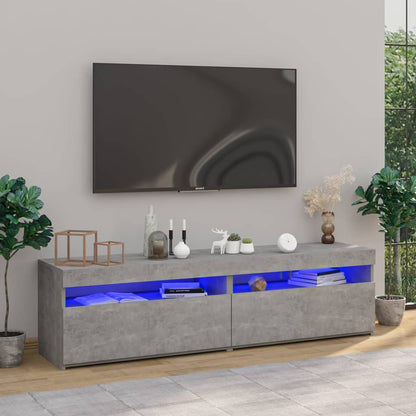 TV-Schränke 2 Stk. mit LED-Leuchten Betongrau 75x35x40 cm - Pazzar.ch