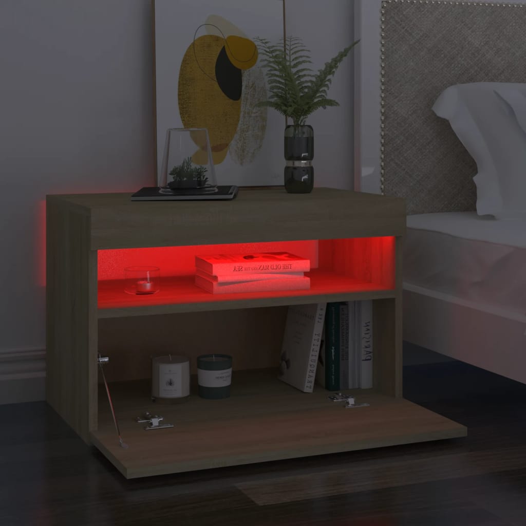 TV-Schränke LED-Leuchten 2 Stk. Sonoma-Eiche 60x35x40 cm