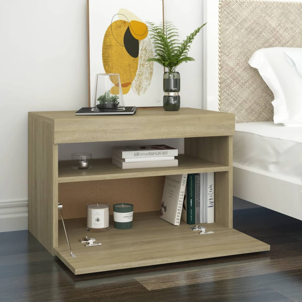 TV-Schränke LED-Leuchten 2 Stk. Sonoma-Eiche 60x35x40 cm - Pazzar.ch