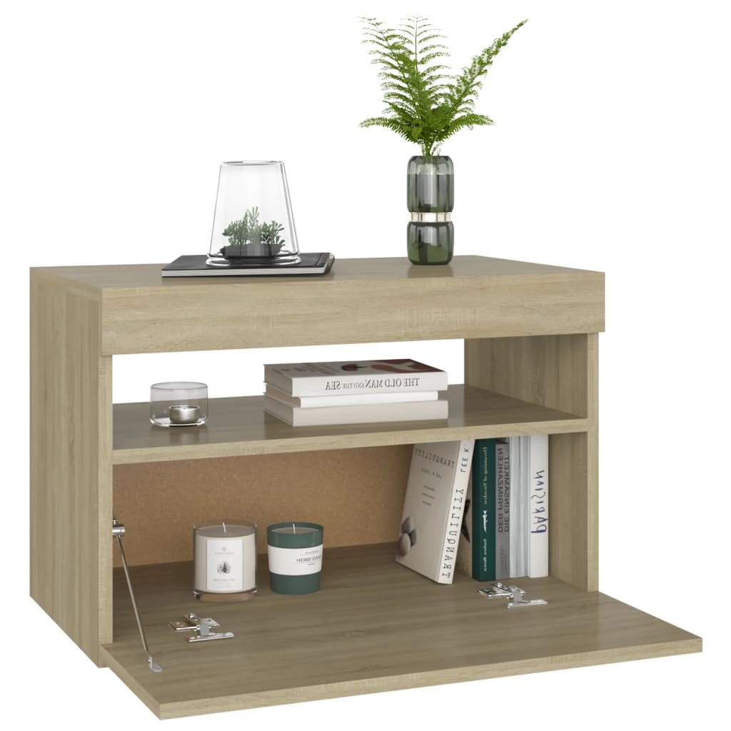 TV-Schränke LED-Leuchten 2 Stk. Sonoma-Eiche 60x35x40 cm - Pazzar.ch