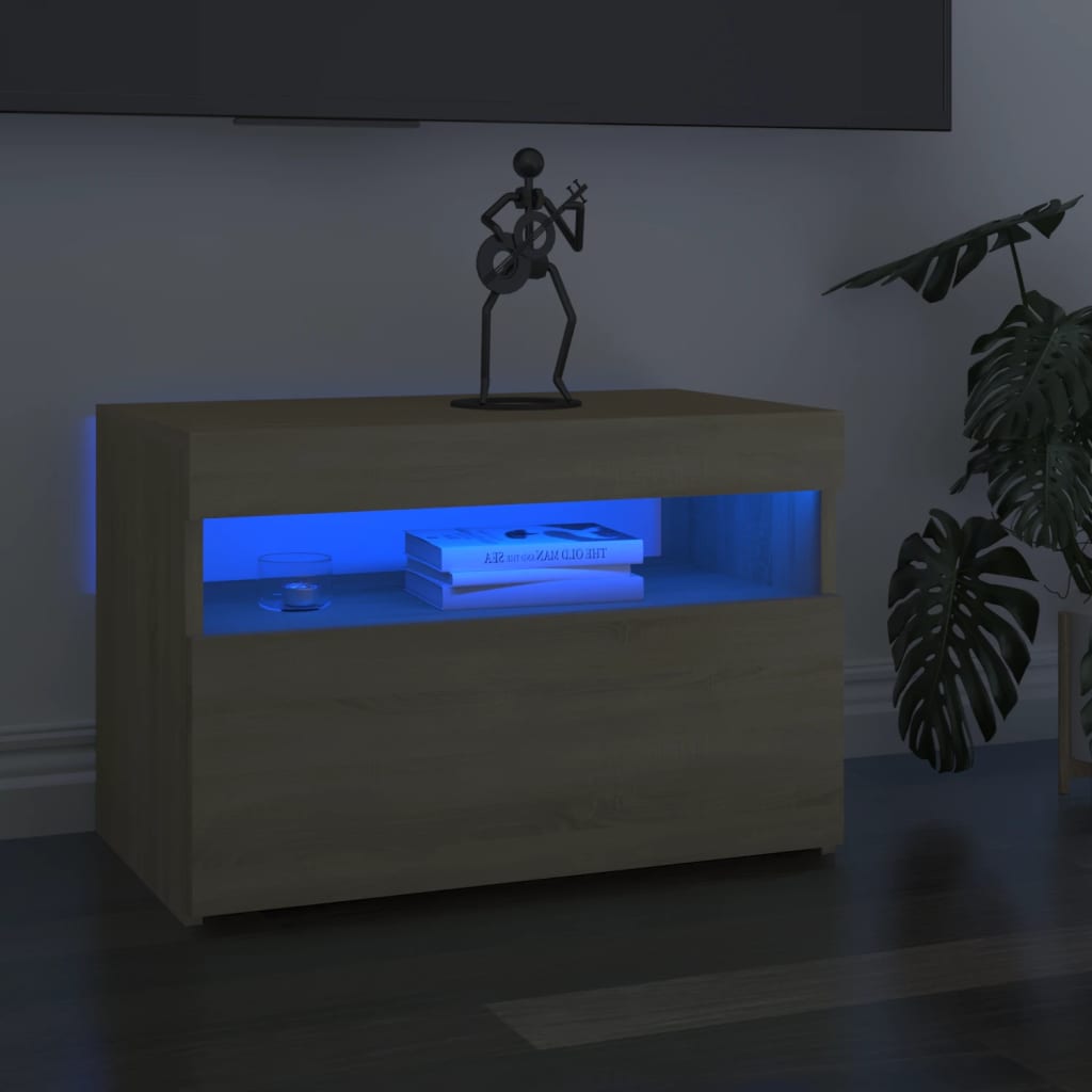 TV-Schränke LED-Leuchten 2 Stk. Sonoma-Eiche 60x35x40 cm - Pazzar.ch