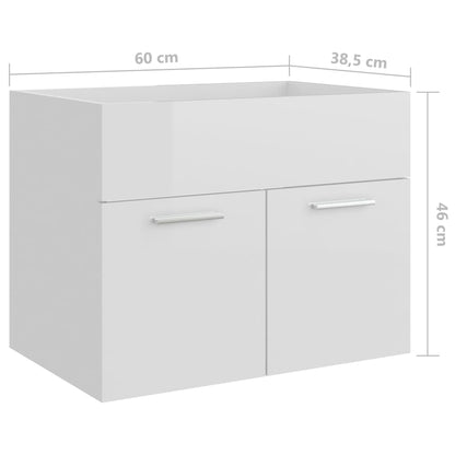 Waschbeckenunterschrank Hochglanz-Weiß 60x38,5x46cm - Pazzar.ch