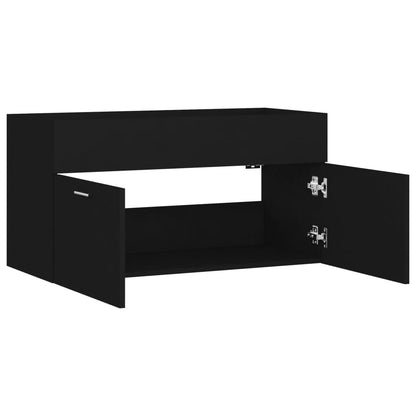 Waschbeckenunterschrank Schwarz 90x38,5x46 cm Holzwerkstoff - Pazzar.ch
