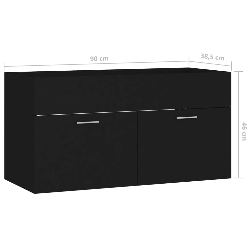 Waschbeckenunterschrank Schwarz 90x38,5x46 cm Holzwerkstoff - Pazzar.ch
