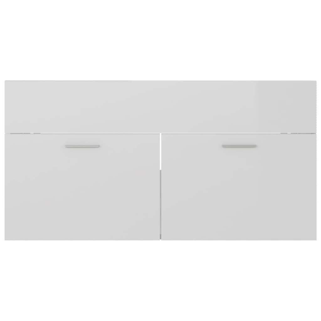 Waschbeckenunterschrank Hochglanz-Weiß 90x38,5x46cm