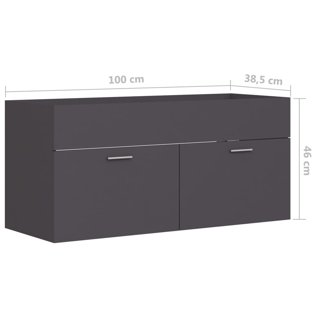 Waschbeckenunterschrank Grau 100x38,5x46 cm Holzwerkstoff - Pazzar.ch