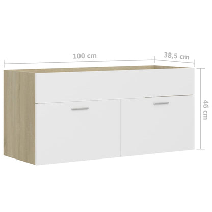 Waschbeckenunterschrank Weiß Sonoma-Eiche 100x38,5x46 cm - Pazzar.ch