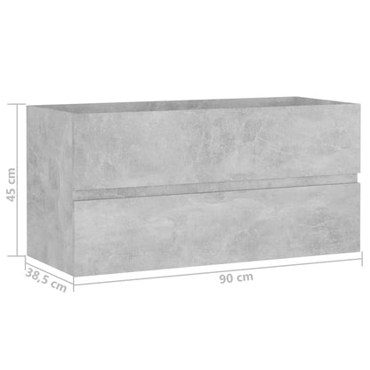 Waschbeckenunterschrank Betongrau 90x38,5x45 cm Holzwerkstoff - Pazzar.ch