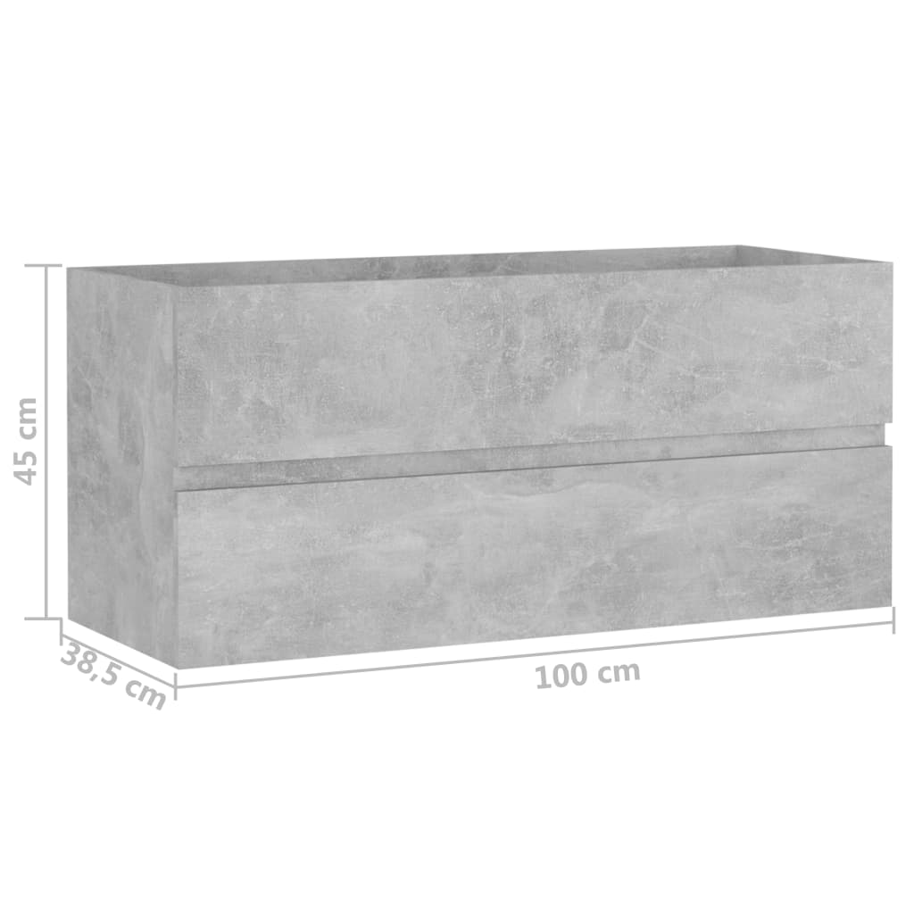 Waschbeckenunterschrank Betongrau 100x38,5x45 cm Holzwerkstoff - Pazzar.ch