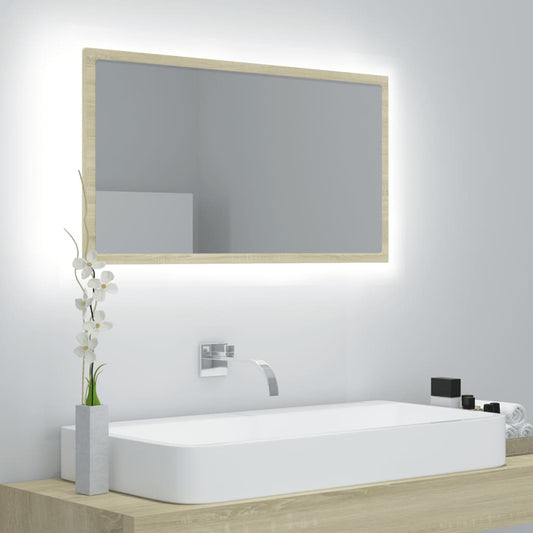 LED-Badspiegel Sonoma-Eiche 80x8,5x37 cm Acryl - Pazzar.ch