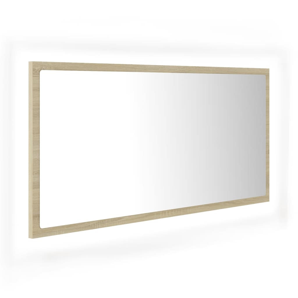 LED-Badspiegel Sonoma-Eiche 90x8,5x37 cm Acryl - Pazzar.ch