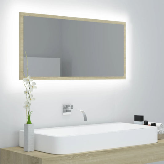 LED-Badspiegel Sonoma-Eiche 90x8,5x37 cm Acryl - Pazzar.ch