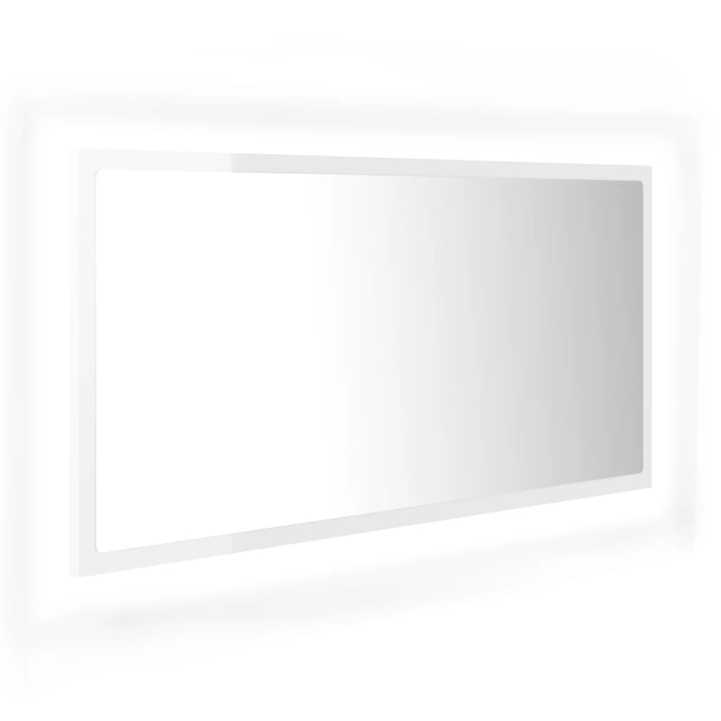 LED-Badspiegel Hochglanz-Weiß 90x8,5x37 cm Acryl - Pazzar.ch