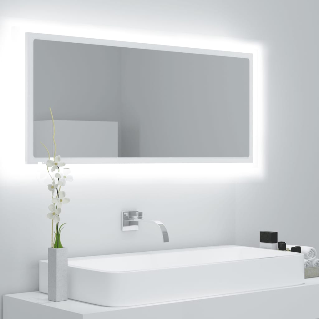 LED-Badspiegel Weiß 100x8,5x37 cm Acryl - Pazzar.ch
