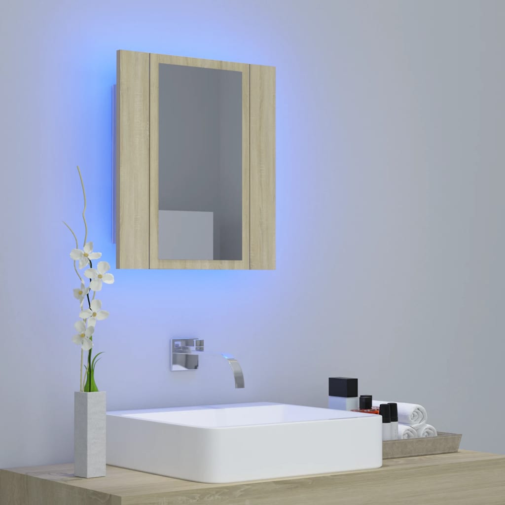 LED-Bad-Spiegelschrank Sonoma-Eiche 40x12x45 cm Acryl - Pazzar.ch