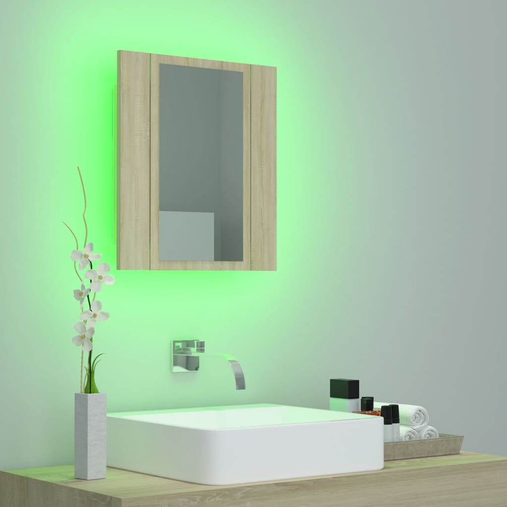 LED-Bad-Spiegelschrank Sonoma-Eiche 40x12x45 cm Acryl - Pazzar.ch