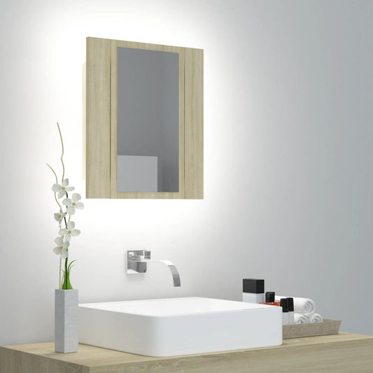 LED-Bad-Spiegelschrank Sonoma-Eiche 40x12x45 cm Acryl - Pazzar.ch