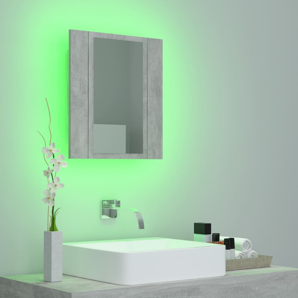 LED-Bad-Spiegelschrank Betongrau 40x12x45 cm Acryl - Pazzar.ch
