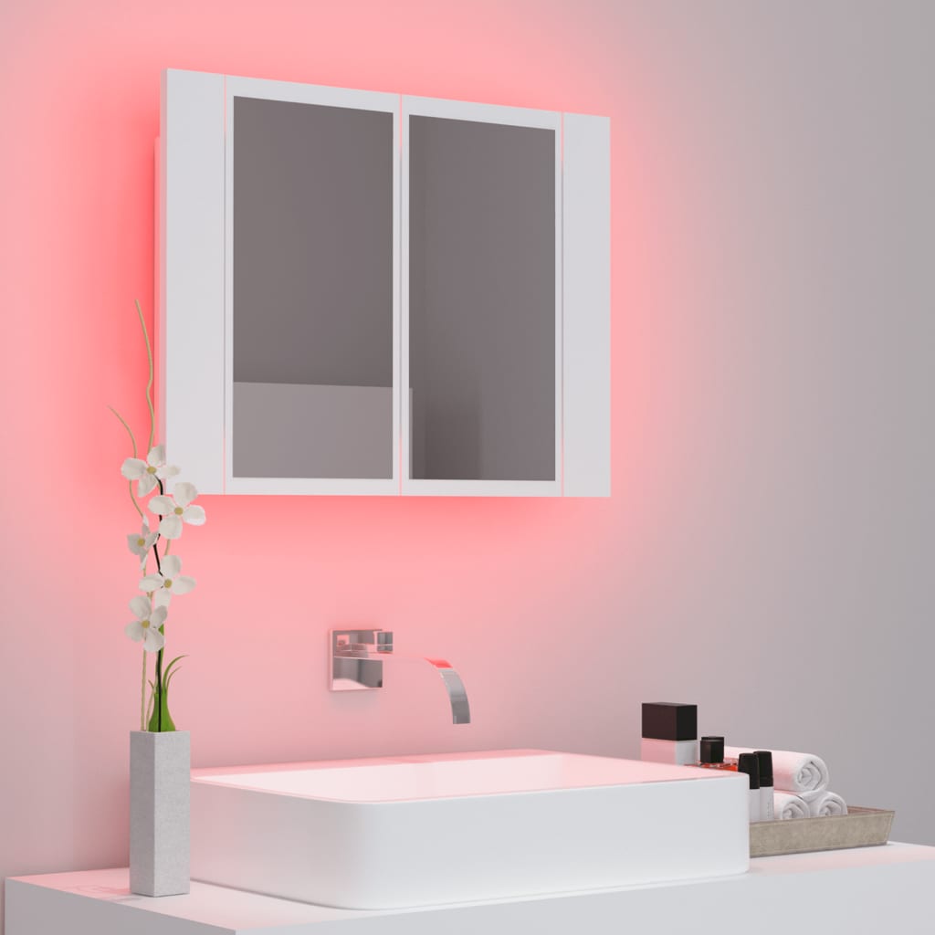 LED-Bad-Spiegelschrank Weiß 60x12x45 cm Acryl - Pazzar.ch