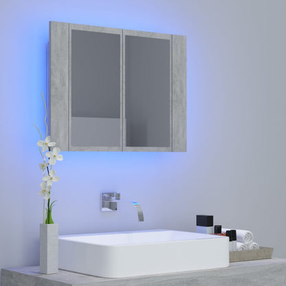 LED-Bad-Spiegelschrank Betongrau 60x12x45 cm Acryl - Pazzar.ch