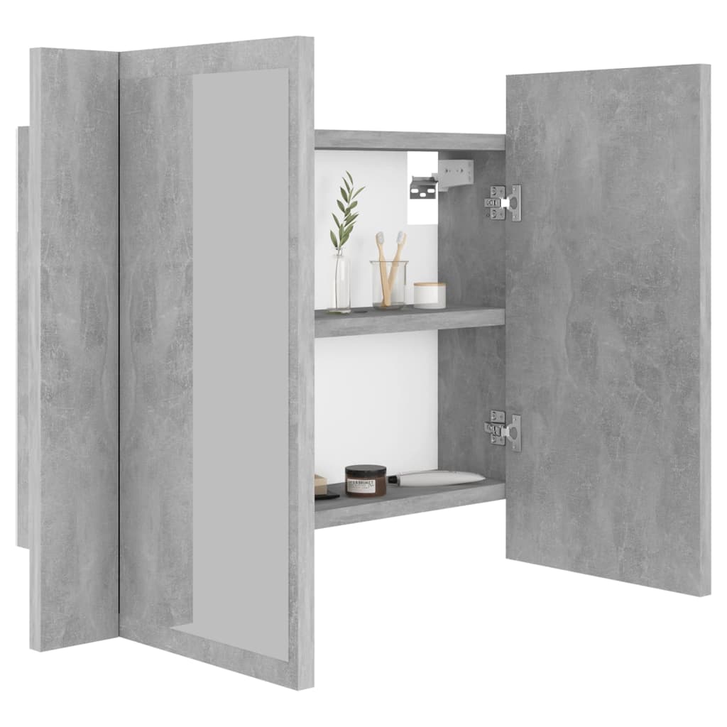 LED-Bad-Spiegelschrank Betongrau 60x12x45 cm Acryl - Pazzar.ch