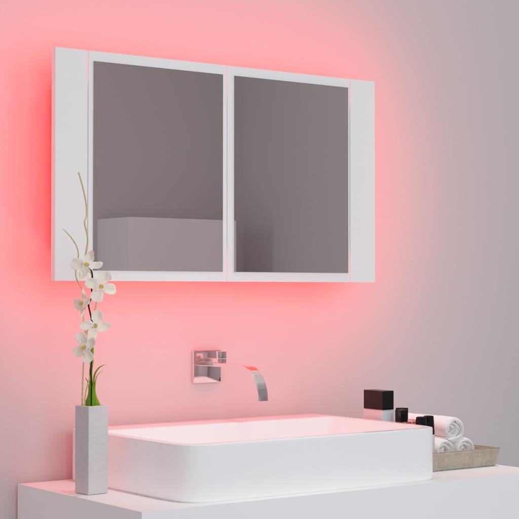 LED-Bad-Spiegelschrank Weiß 80x12x45 cm Acryl - Pazzar.ch