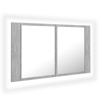 LED-Bad-Spiegelschrank Betongrau 80x12x45 cm Acryl - Pazzar.ch