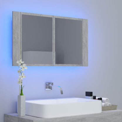 LED-Bad-Spiegelschrank Betongrau 80x12x45 cm Acryl - Pazzar.ch