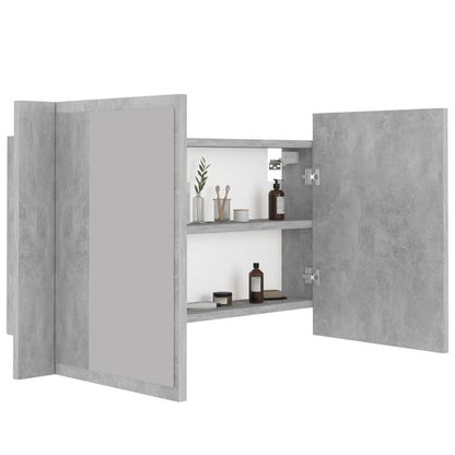 LED-Bad-Spiegelschrank Betongrau 80x12x45 cm Acryl - Pazzar.ch