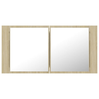 LED-Bad-Spiegelschrank Sonoma-Eiche 90x12x45 cm Acryl - Pazzar.ch