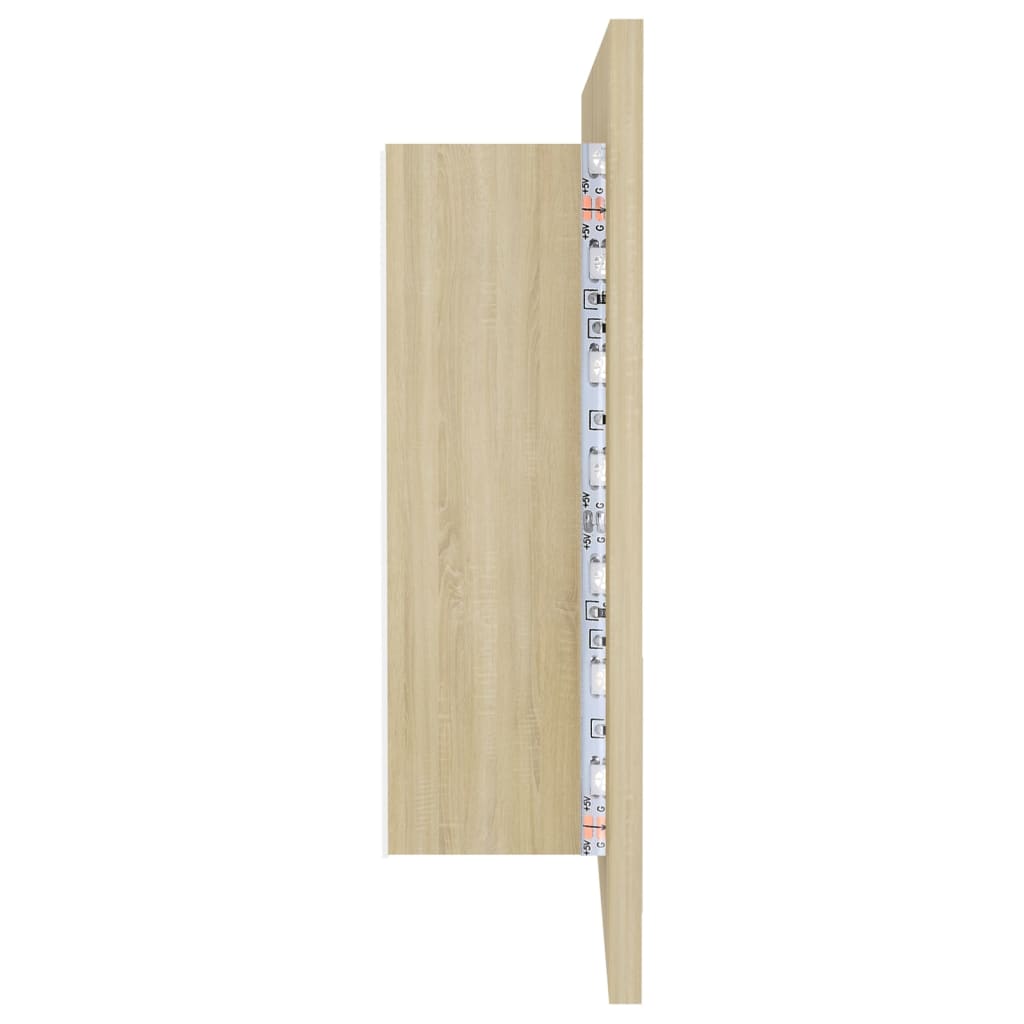 LED-Bad-Spiegelschrank Sonoma-Eiche 90x12x45 cm Acryl - Pazzar.ch