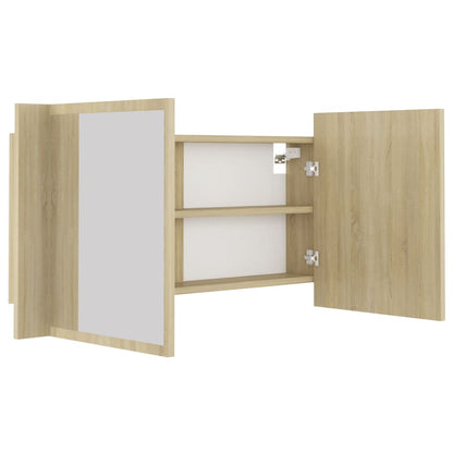 LED-Bad-Spiegelschrank Sonoma-Eiche 90x12x45 cm Acryl - Pazzar.ch