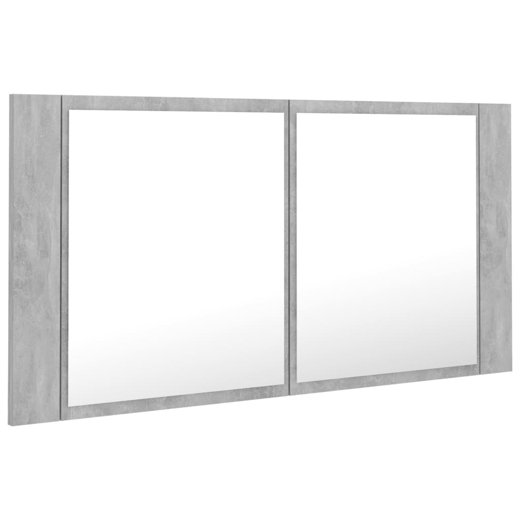 LED-Bad-Spiegelschrank Betongrau 90x12x45 cm Acryl - Pazzar.ch