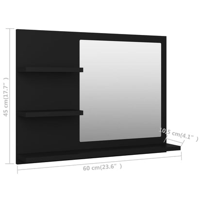 Badspiegel Schwarz 60x10,5x45 cm Holzwerkstoff - Pazzar.ch