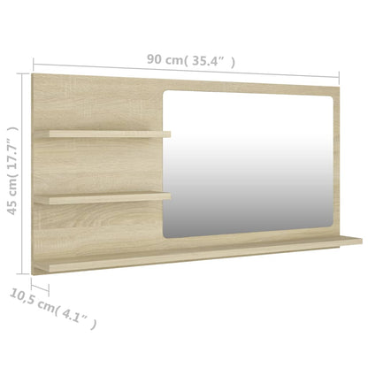 Badspiegel Sonoma-Eiche 90x10,5x45 cm Holzwerkstoff - Pazzar.ch