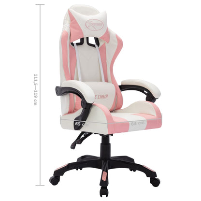 Gaming-Stuhl mit RGB LED-Leuchten Rosa und Schwarz Kunstleder - Pazzar.ch