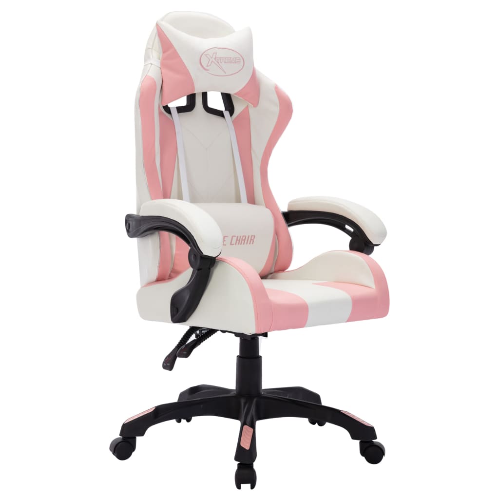 Gaming-Stuhl mit RGB LED-Leuchten Rosa und Schwarz Kunstleder - Pazzar.ch