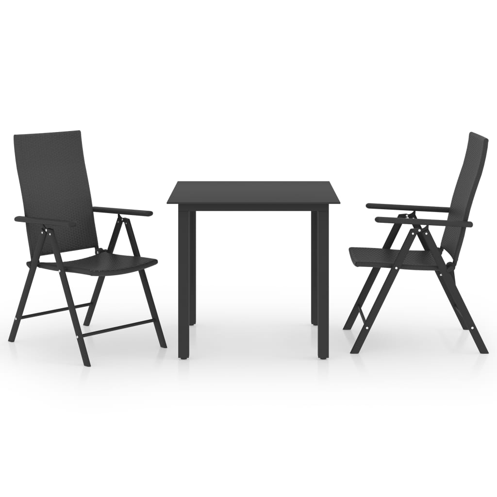 3-tlg. Garten-Essgruppe Schwarz