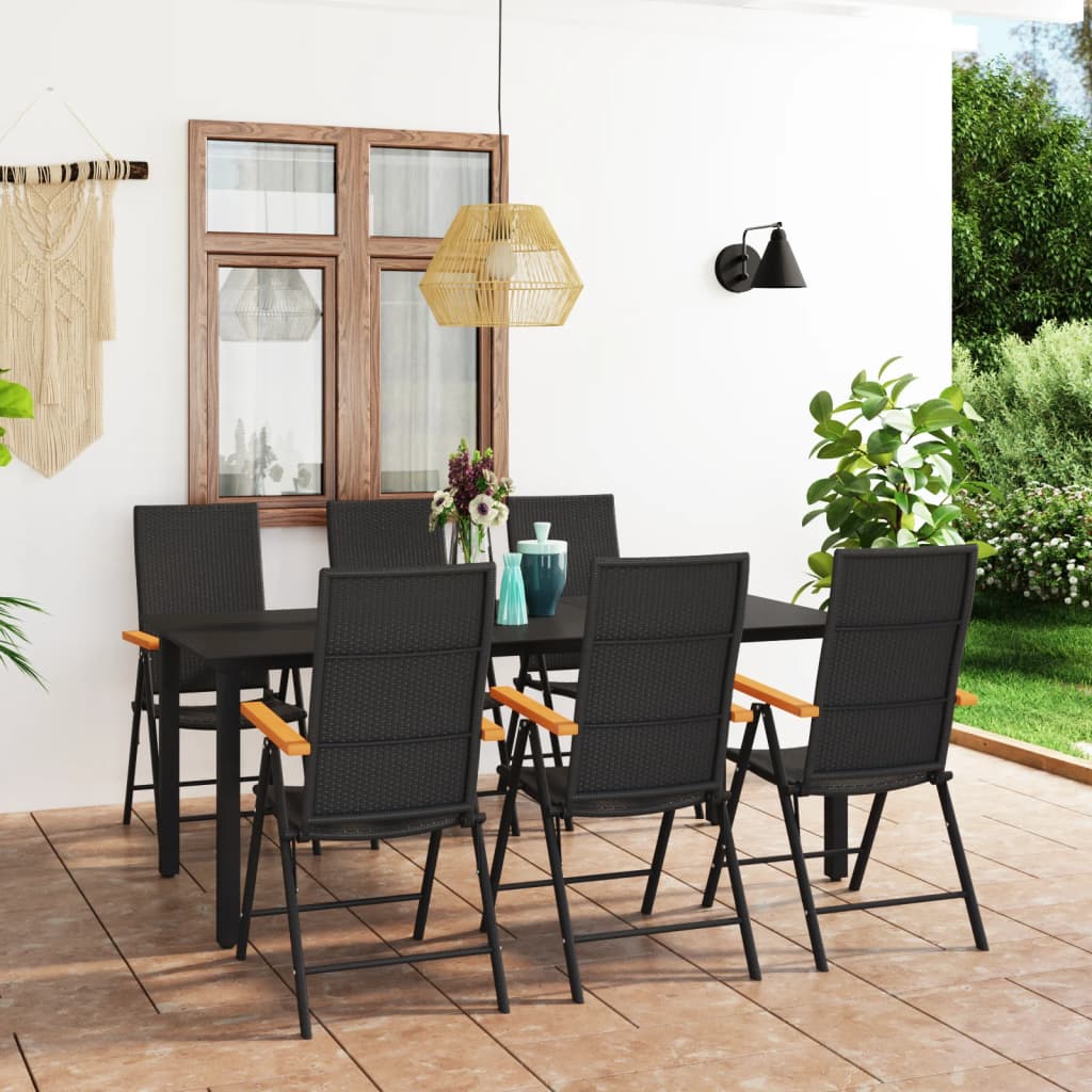 7-tlg. Garten-Essgruppe Schwarz und Braun - Pazzar.ch