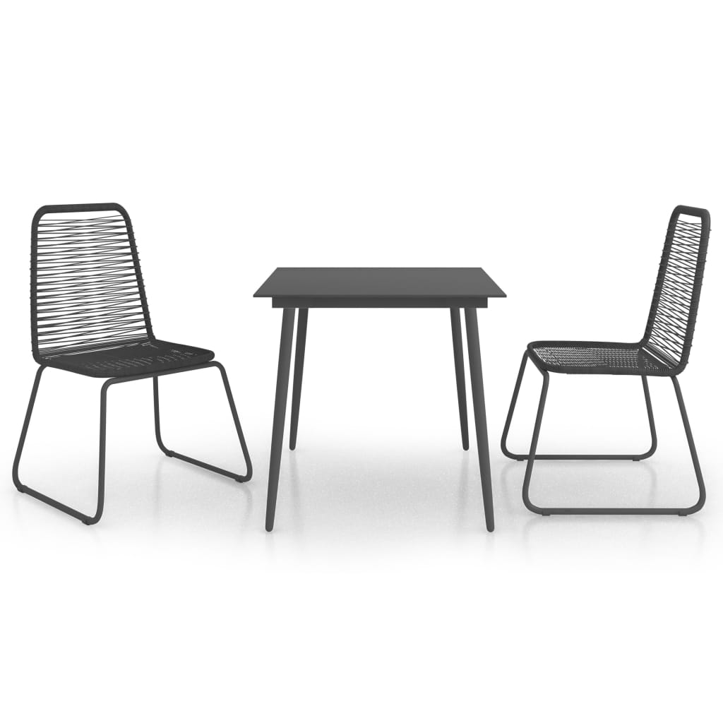 3-tlg. Garten-Essgruppe PVC Rattan Schwarz - Pazzar.ch