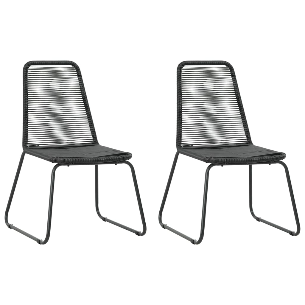 3-tlg. Garten-Essgruppe PVC Rattan Schwarz