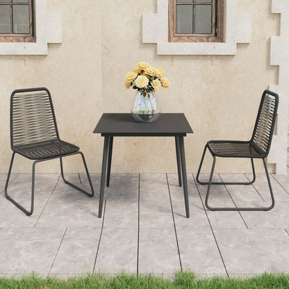 3-tlg. Garten-Essgruppe PVC Rattan Schwarz - Pazzar.ch