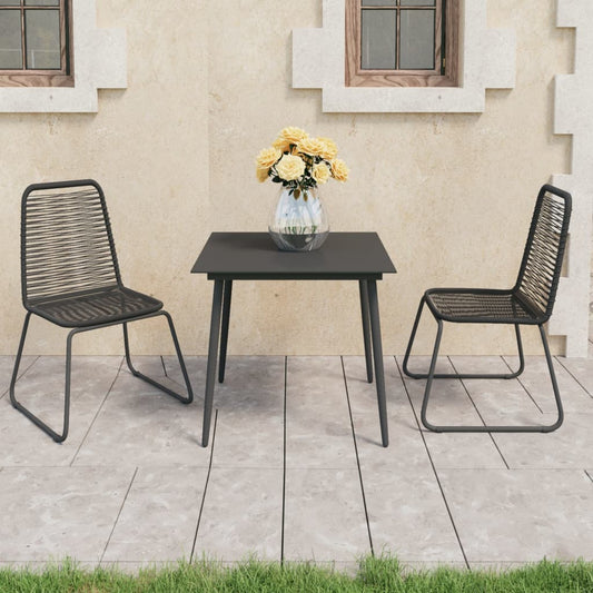 3-tlg. Garten-Essgruppe PVC Rattan Schwarz - Pazzar.ch