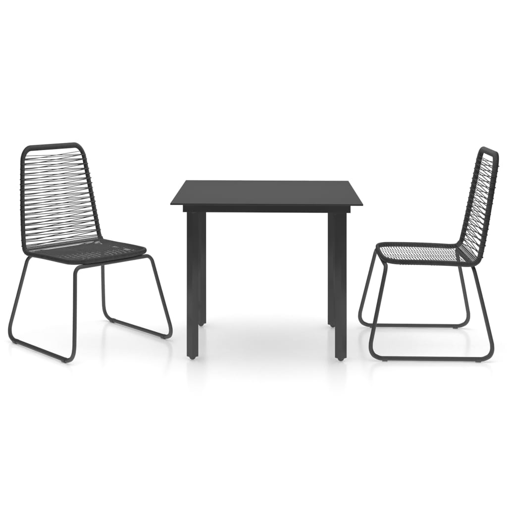 3-tlg. Garten-Essgruppe PVC Rattan Schwarz - Pazzar.ch