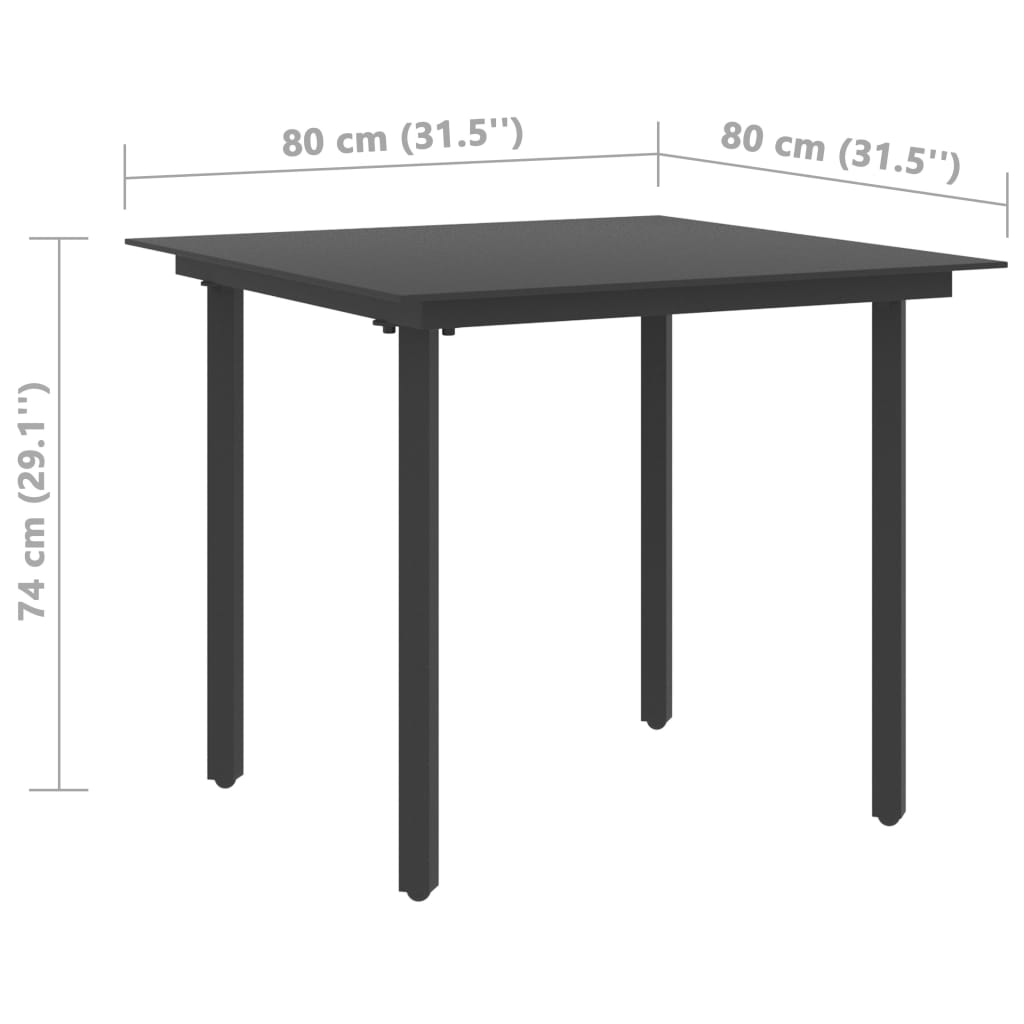 3-tlg. Garten-Essgruppe PVC Rattan Schwarz