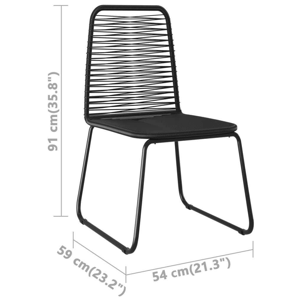 3-tlg. Garten-Essgruppe PVC Rattan Schwarz