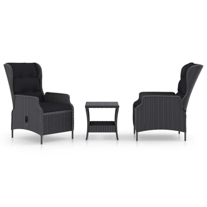 3-tlg. Garten-Lounge-Set mit Auflagen Poly Rattan Dunkelgrau - Pazzar.ch