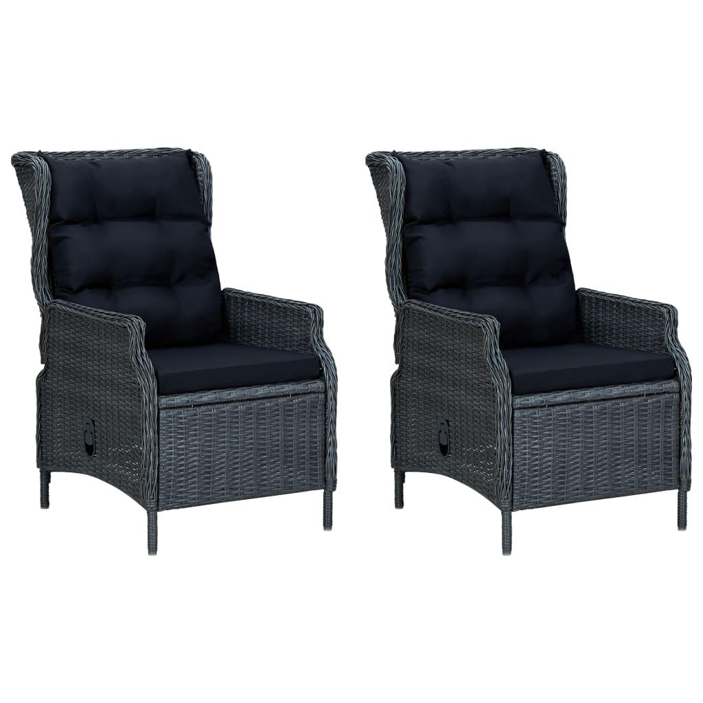 3-tlg. Garten-Lounge-Set mit Auflagen Poly Rattan Dunkelgrau - Pazzar.ch