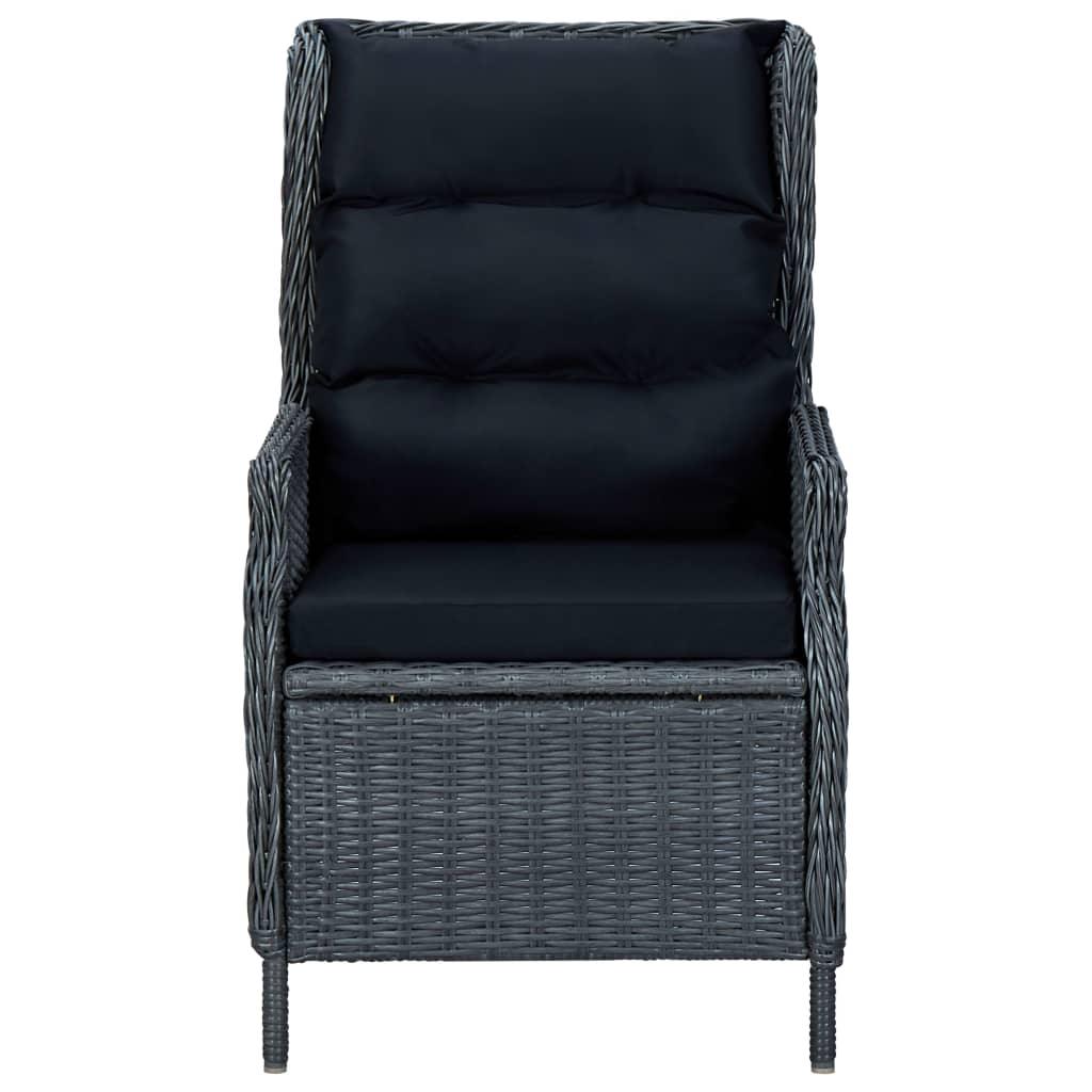 3-tlg. Garten-Lounge-Set mit Auflagen Poly Rattan Dunkelgrau - Pazzar.ch