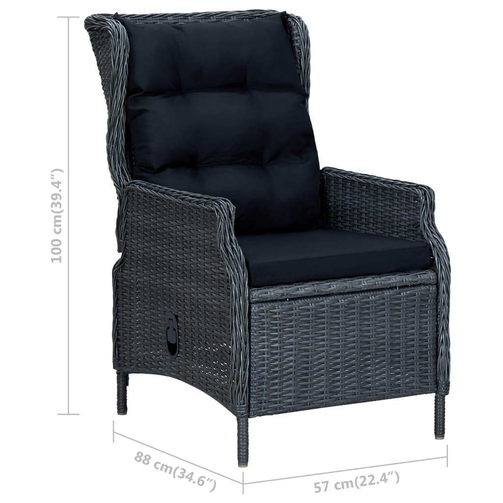3-tlg. Garten-Lounge-Set mit Auflagen Poly Rattan Dunkelgrau - Pazzar.ch